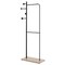 Metal Clothes Rack Freestanding 2 Rods Wooden Shelf and Hooks Natural/Black